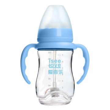 180ml Wholesale Anti-explosion Blue Borosilicate Glass Baby Feeding Bottle